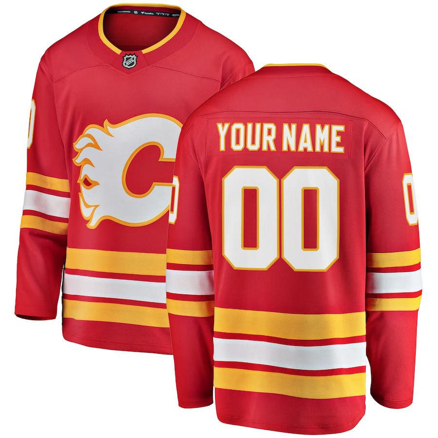 Men Calgary Flames Fanatics Branded Red Home Breakaway Custom NHL Jersey->customized nhl jersey->Custom Jersey